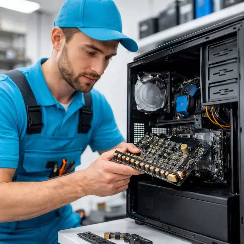 Мастер устанавливает звуковую карту на ПК в Солнечногорске